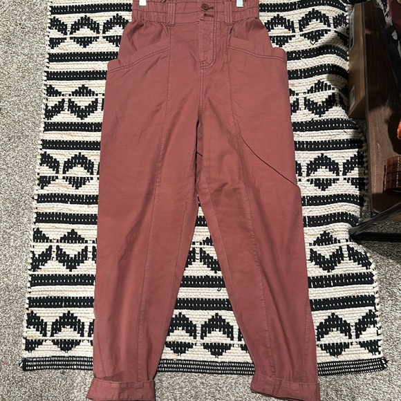 Free People Pants Womens XS Ready To Run Cinch Waist Baggy Brandy Pink - Picture 4 of 9